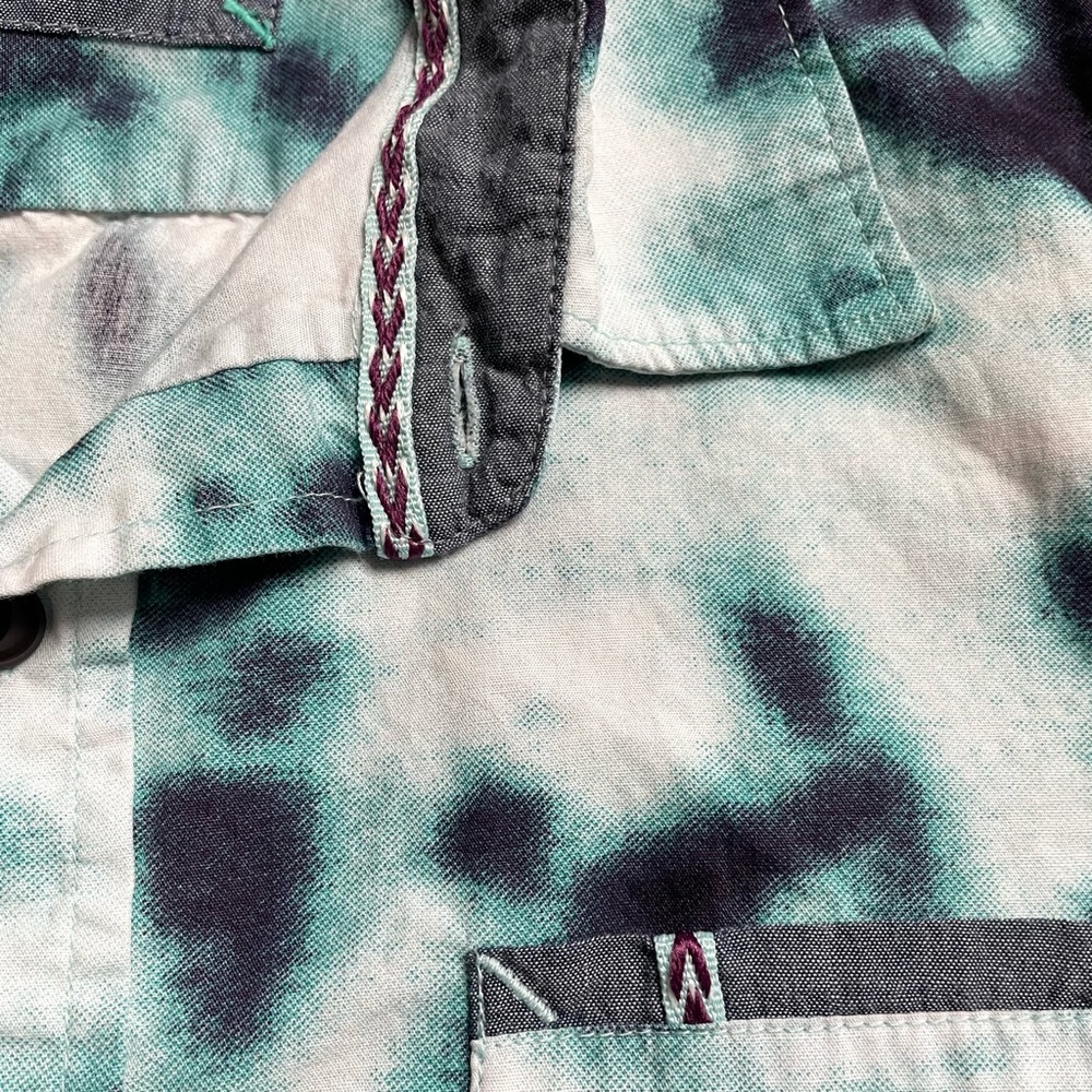 Mens sunrise kingdom blue tie dye button down shirt - Picture 10 of 17